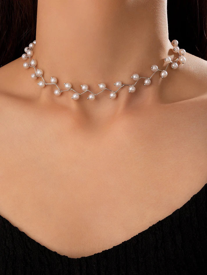 Black Beaded Choker Necklace for Women