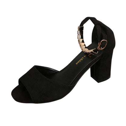 Elegant Chunky Block Heel Ankle Strap Sandals