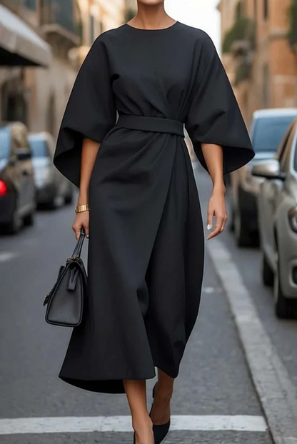 AMY | ELEGANT DRESS WITH SIDE SLITS AND BELT