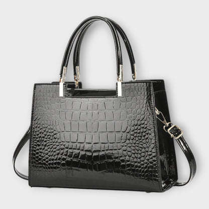 Celeste | Glossy Crocodile Pattern Handbag